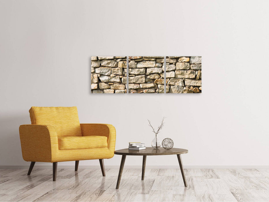 Panorama canvas picture 3 pieces natural stones