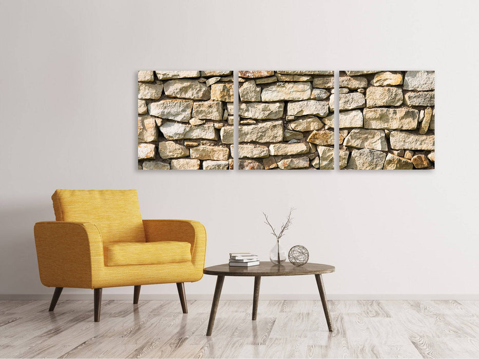 Panorama canvas picture 3 pieces natural stones