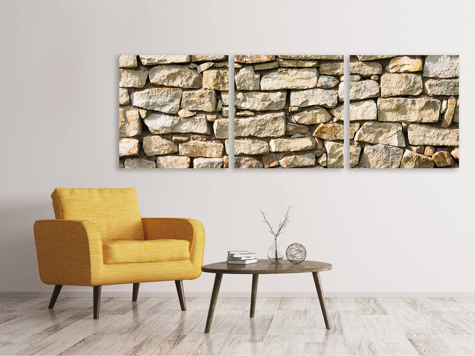 Panorama canvas picture 3 pieces natural stones