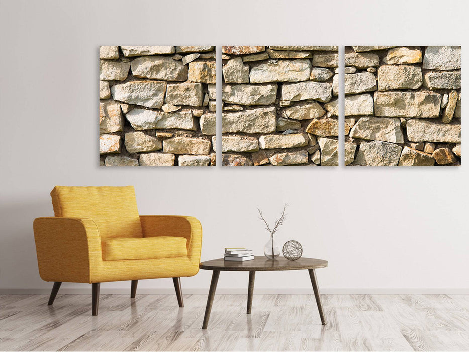 Panorama canvas picture 3 pieces natural stones