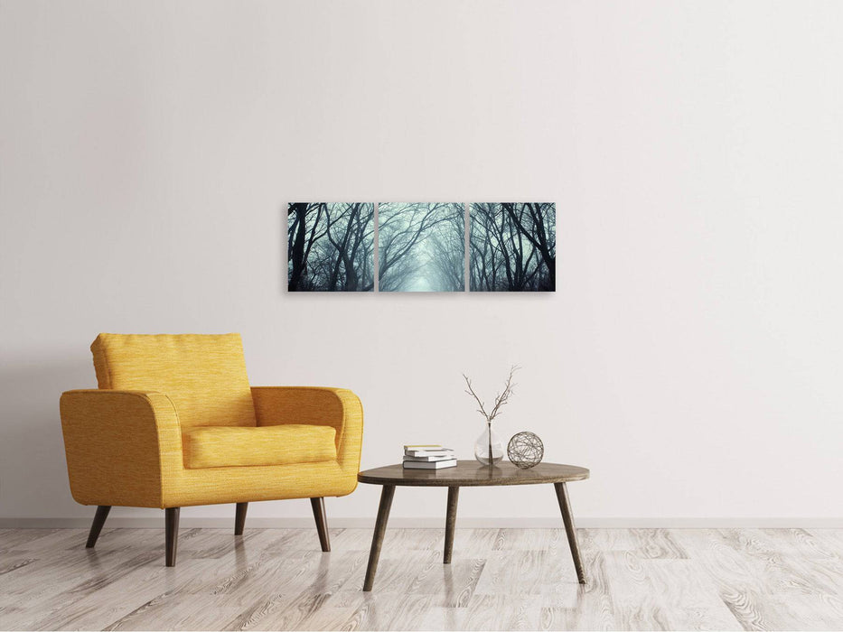 Panoramic 3-piece canvas picture cloud forest