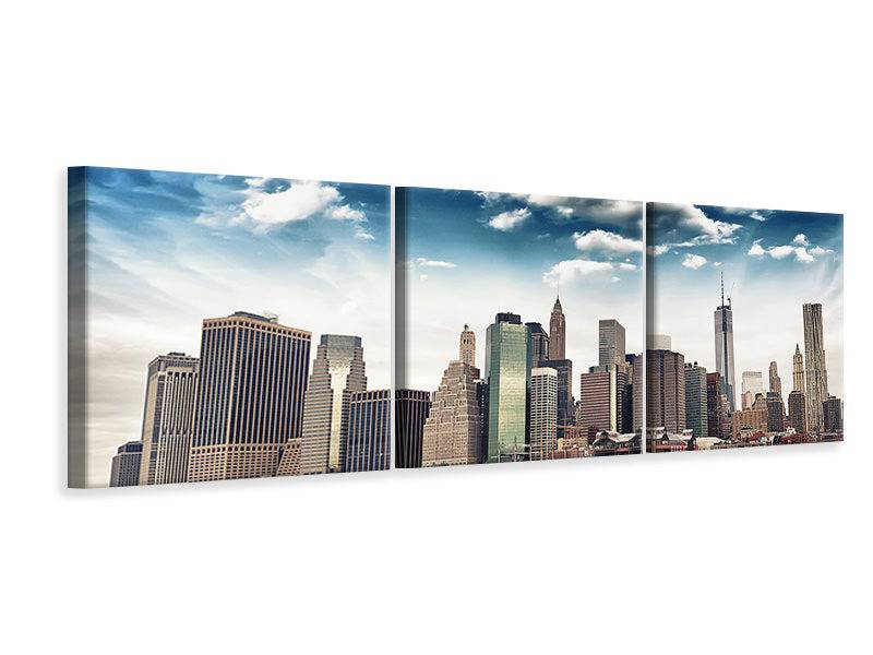 Panorama 3-piece canvas picture NYC From The Other Side