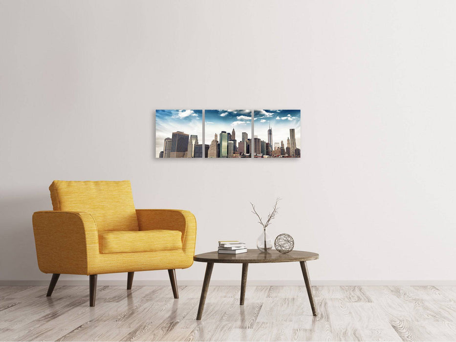 Panorama 3-piece canvas picture NYC From The Other Side