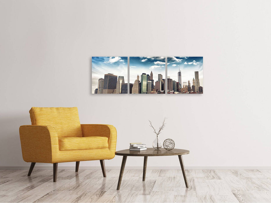 Panorama 3-piece canvas picture NYC From The Other Side