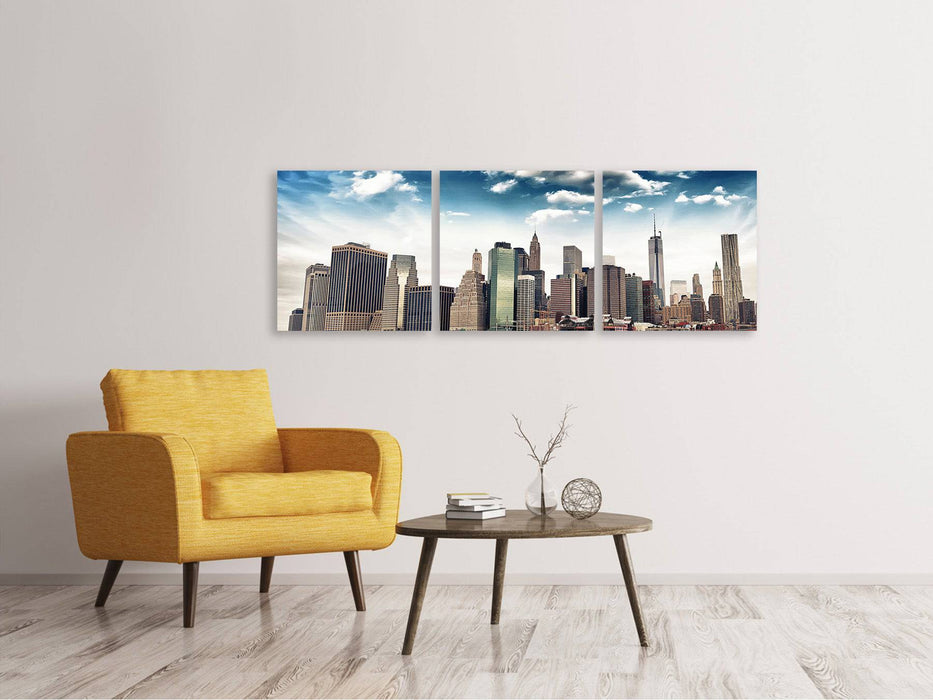 Panorama 3-piece canvas picture NYC From The Other Side