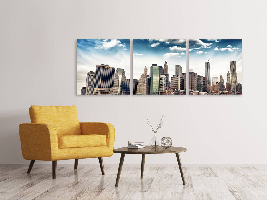 Panorama 3-piece canvas picture NYC From The Other Side