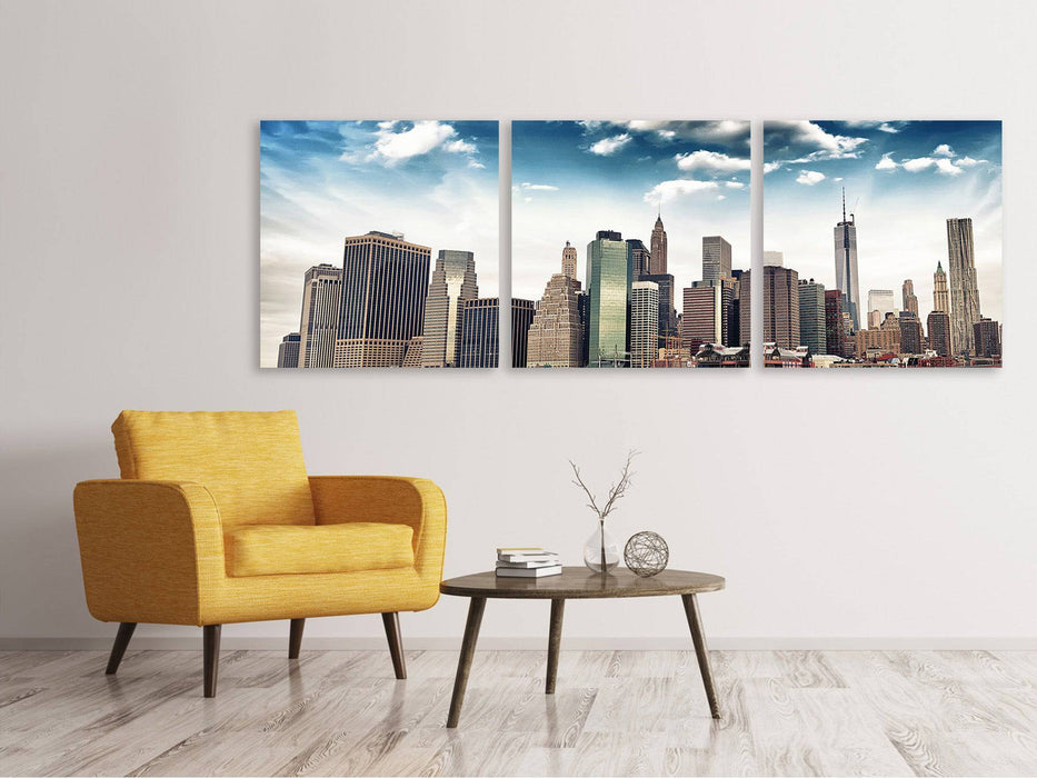 Panorama 3-piece canvas picture NYC From The Other Side