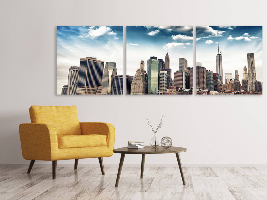 Panorama 3-piece canvas picture NYC From The Other Side