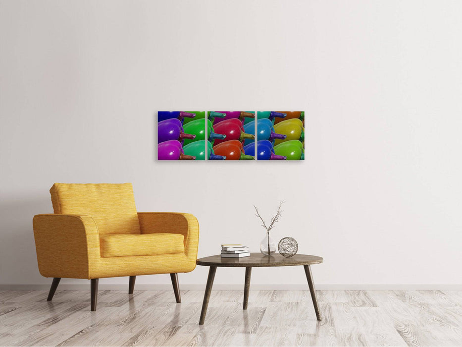 Panoramic 3-piece canvas picture Pop Art Paprika