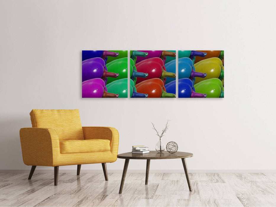 Panoramic 3-piece canvas picture Pop Art Paprika