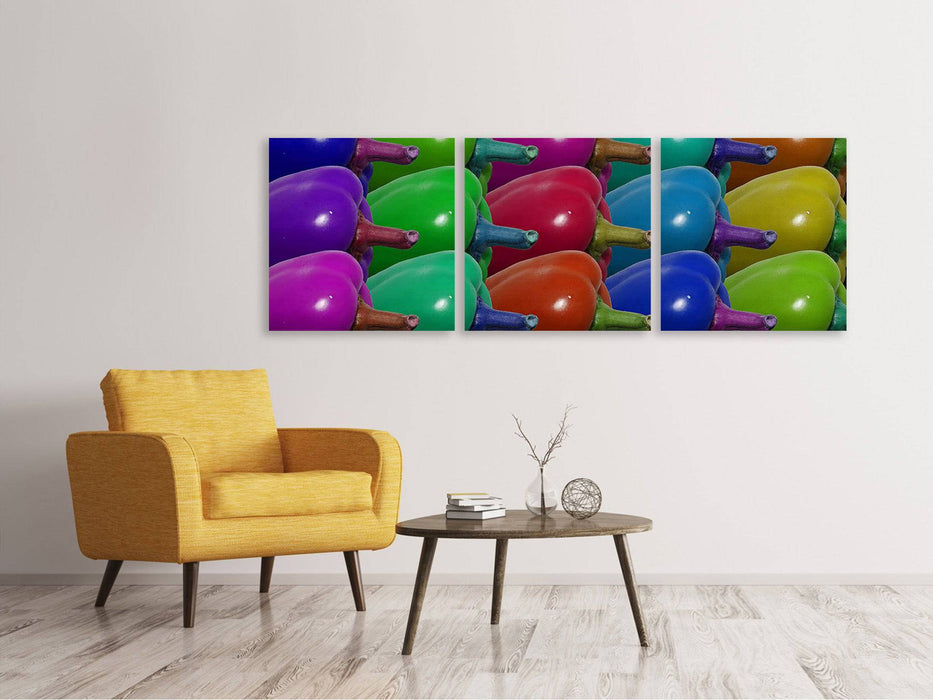 Panoramic 3-piece canvas picture Pop Art Paprika