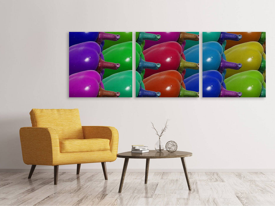 Panoramic 3-piece canvas picture Pop Art Paprika