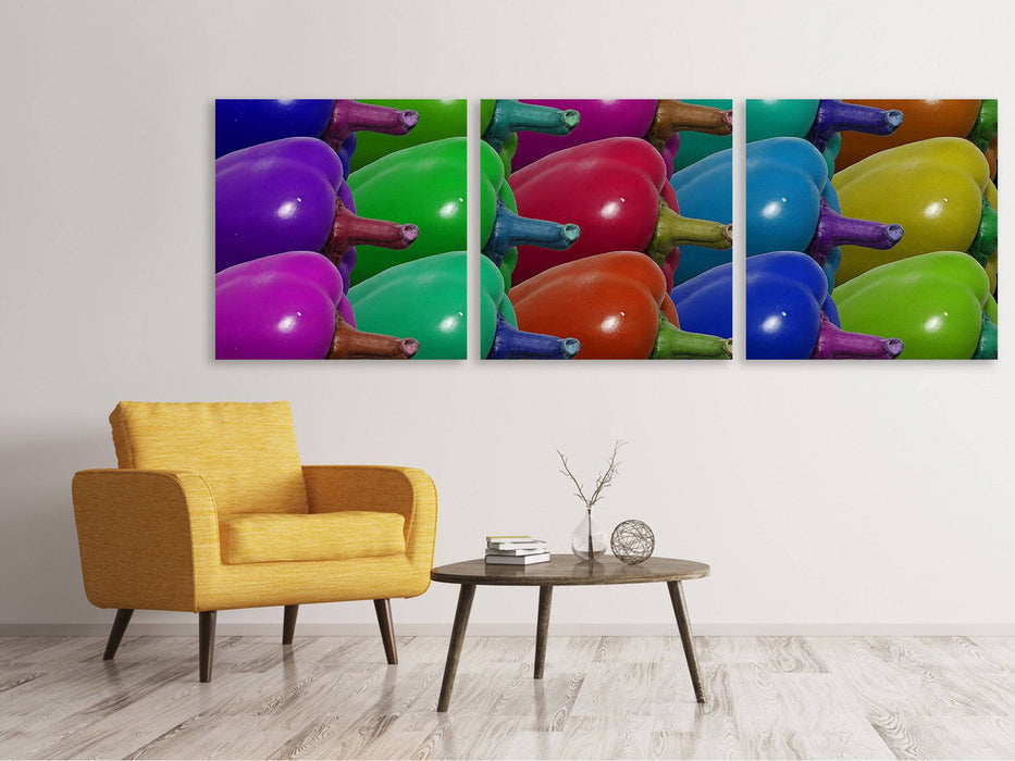 Panoramic 3-piece canvas picture Pop Art Paprika