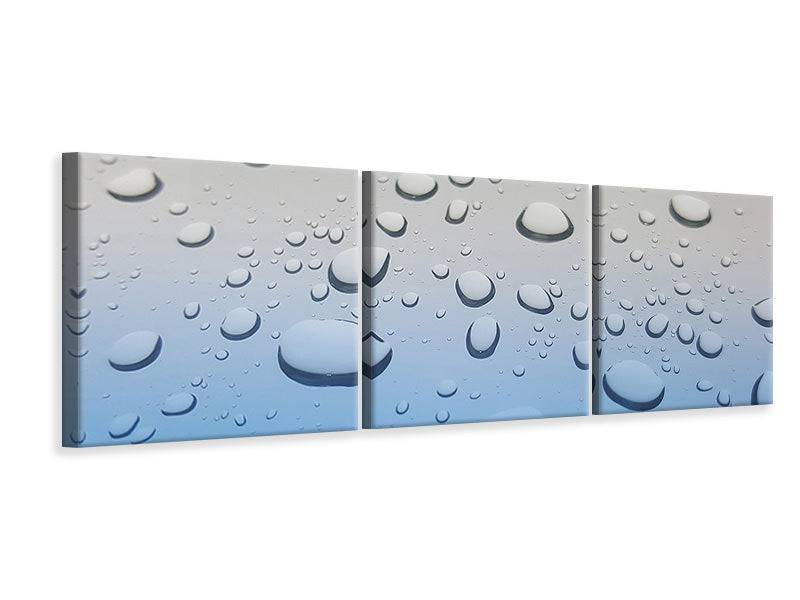 Panorama 3-piece canvas picture raindrops in XXL