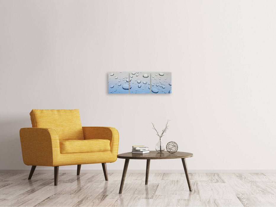 Panorama 3-piece canvas picture raindrops in XXL