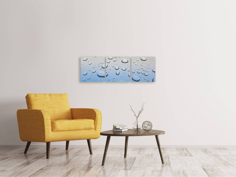 Panorama 3-piece canvas picture raindrops in XXL