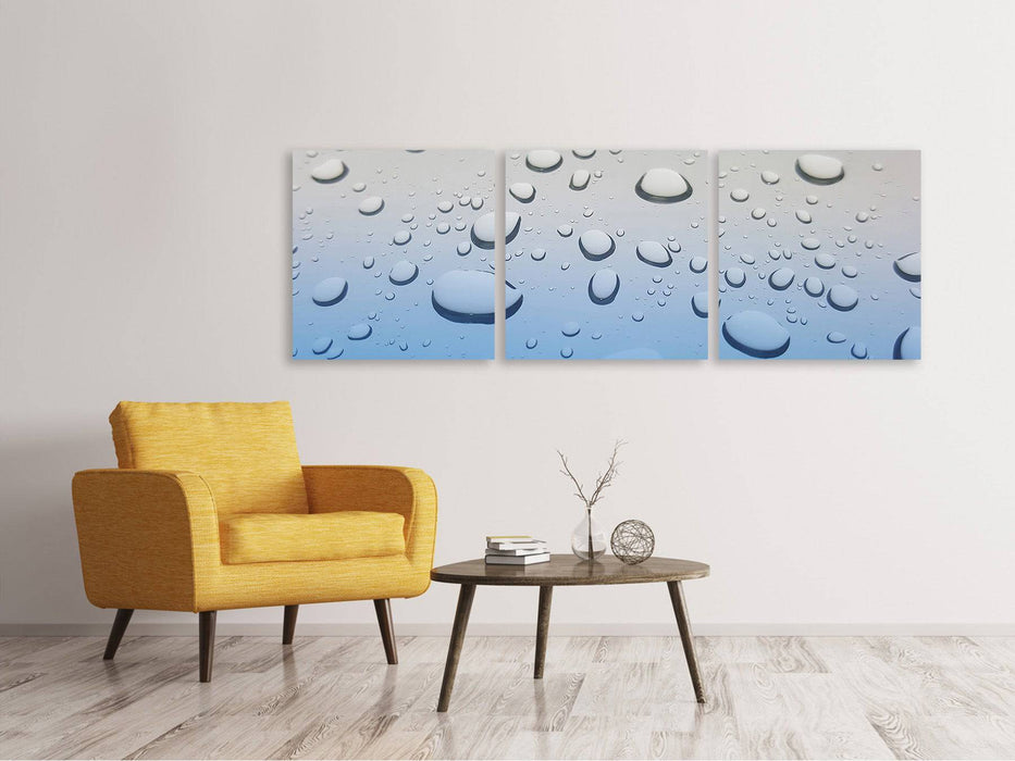 Panorama 3-piece canvas picture raindrops in XXL