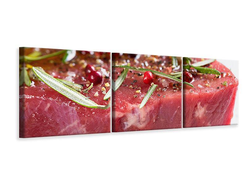 Panoramic 3-Piece Canvas Print Raw Meat