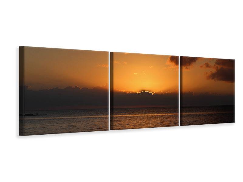 Tableau sur toile panoramique en 3 parties Beau lever de soleil sur la plage