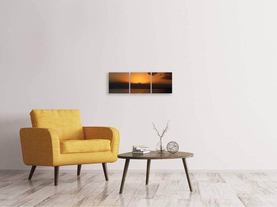 Tableau sur toile panoramique en 3 parties Beau lever de soleil sur la plage