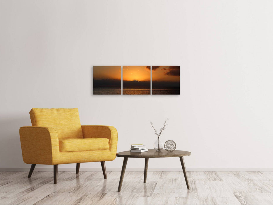 Tableau sur toile panoramique en 3 parties Beau lever de soleil sur la plage