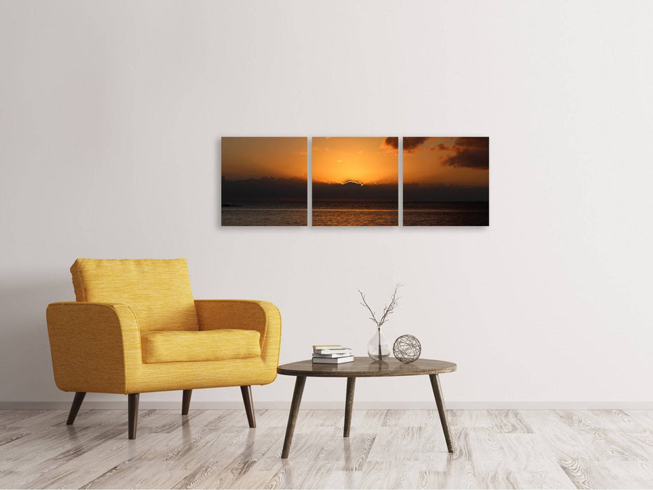 Tableau sur toile panoramique en 3 parties Beau lever de soleil sur la plage