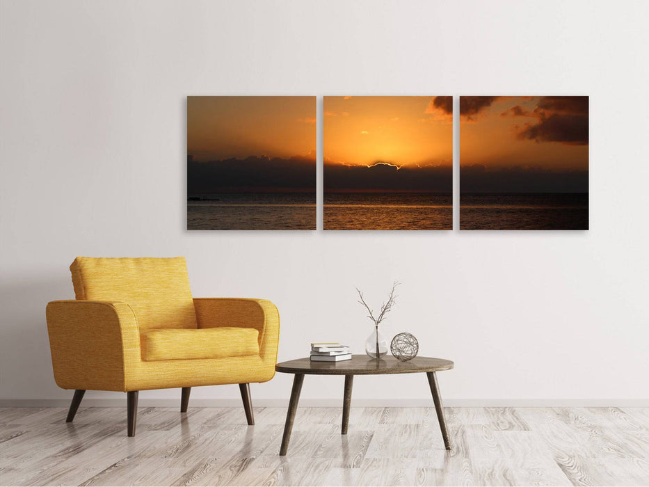 Tableau sur toile panoramique en 3 parties Beau lever de soleil sur la plage