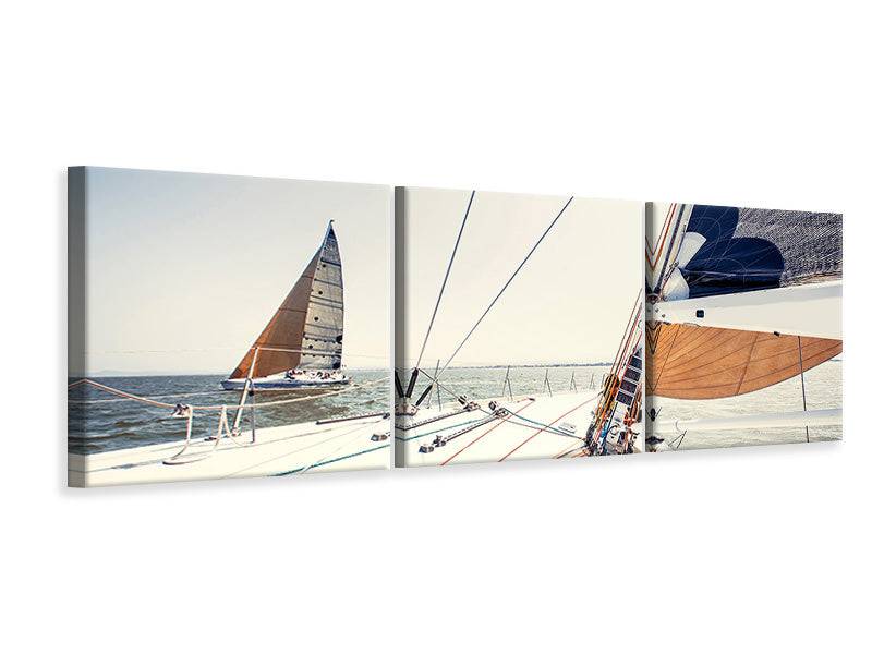 Panoramic 3-piece canvas picture Sailing yacht