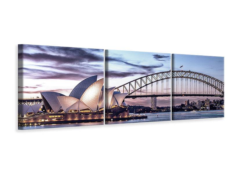 Panorama Leinwandbild 3-teilig Skyline Sydney Opera House