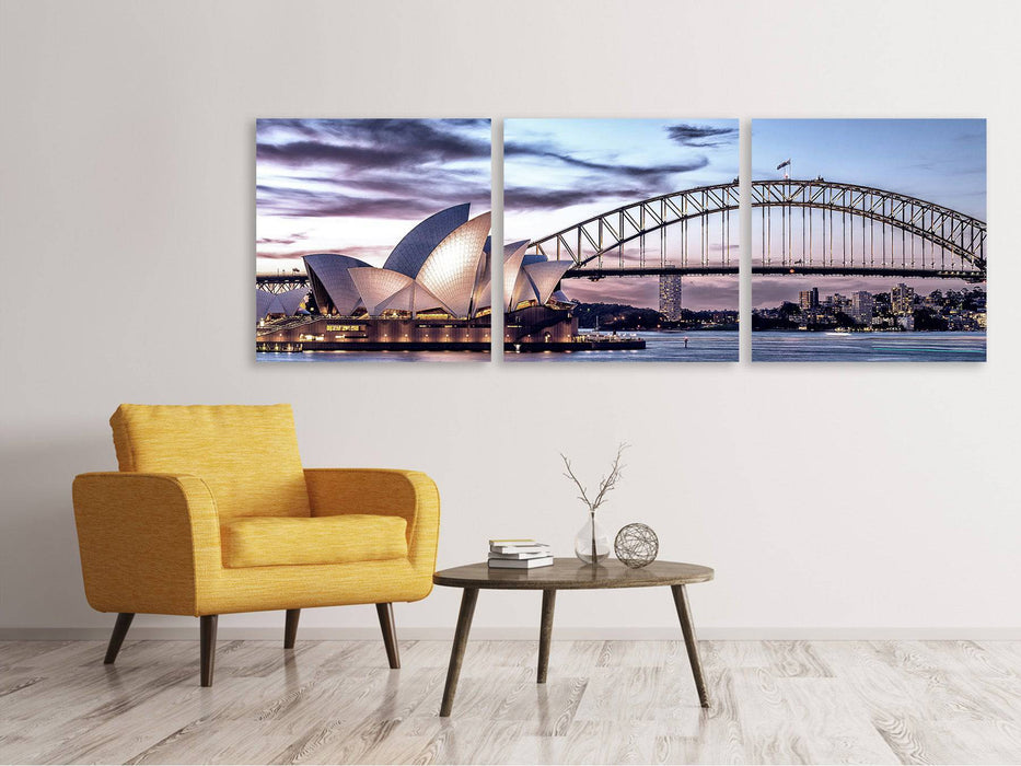 Panorama Leinwandbild 3-teilig Skyline Sydney Opera House