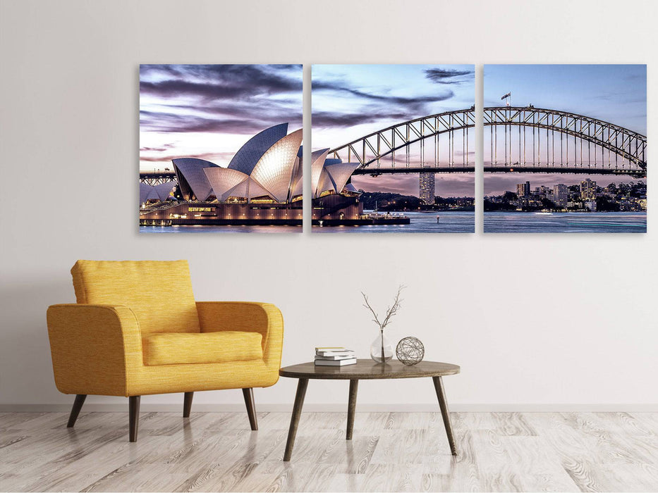 Panorama Leinwandbild 3-teilig Skyline Sydney Opera House