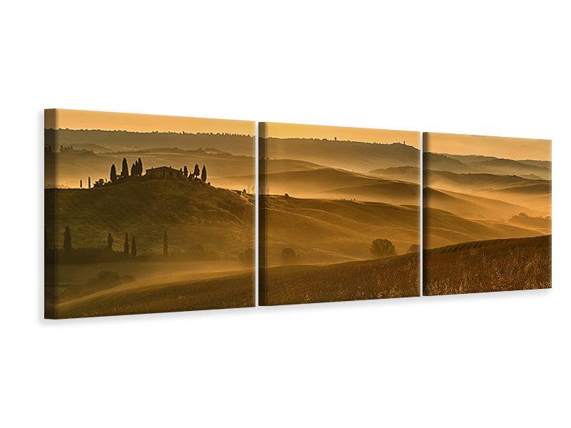 Panoramic 3-piece canvas picture Sunset in the mountains