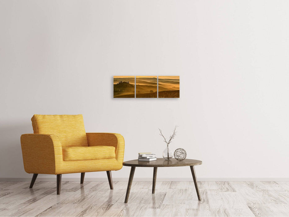 Panoramic 3-piece canvas picture Sunset in the mountains