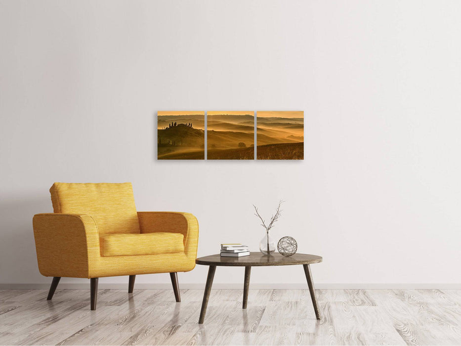 Panoramic 3-piece canvas picture Sunset in the mountains