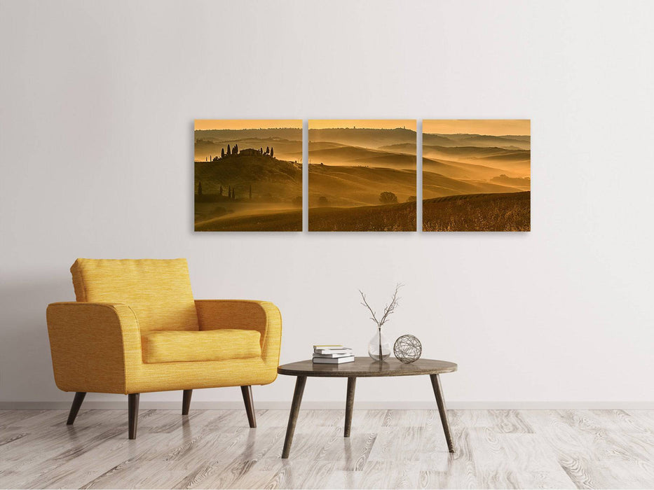 Panoramic 3-piece canvas picture Sunset in the mountains