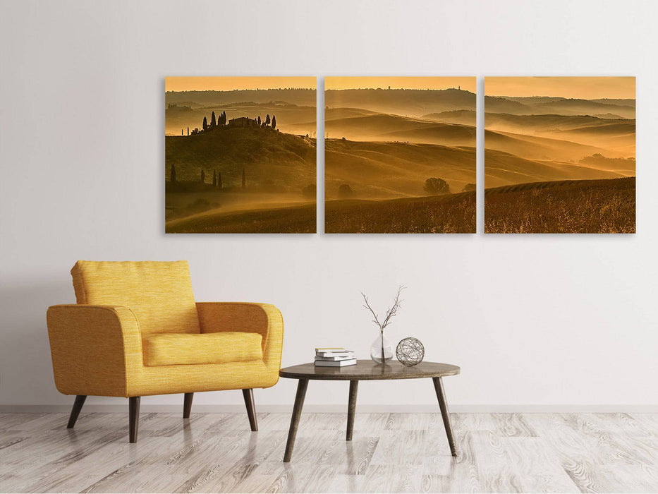 Panoramic 3-piece canvas picture Sunset in the mountains