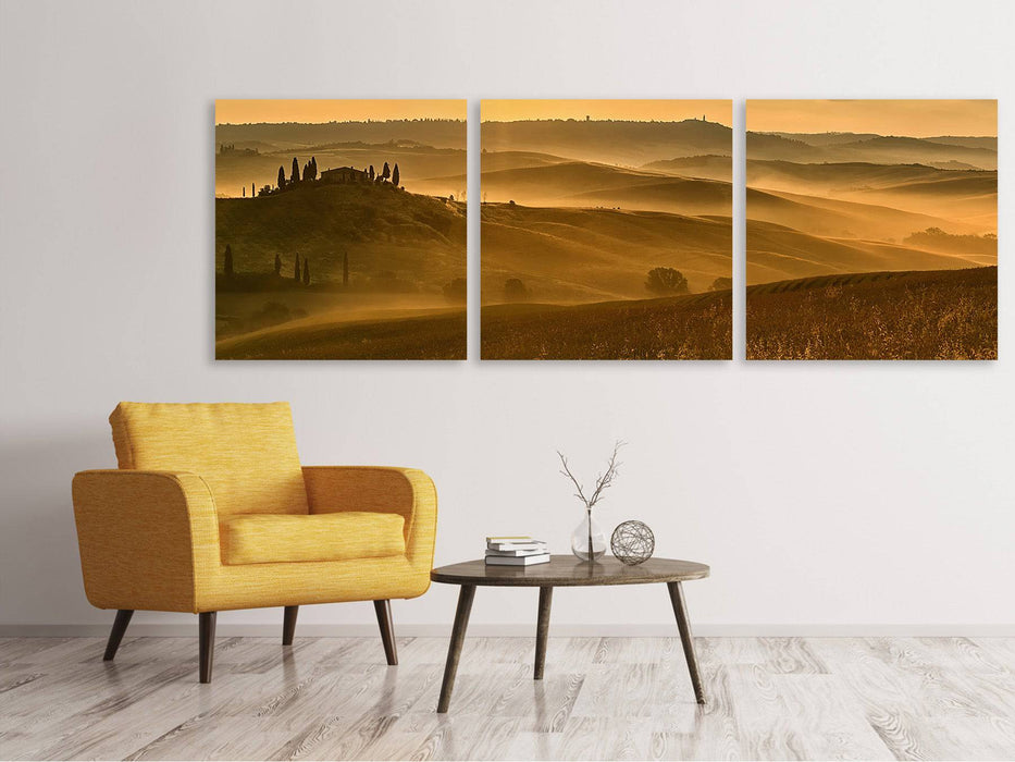 Panoramic 3-piece canvas picture Sunset in the mountains