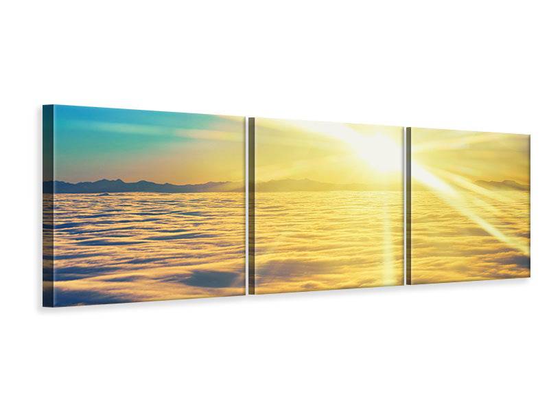 Panoramic 3-piece canvas picture Sunset above the clouds