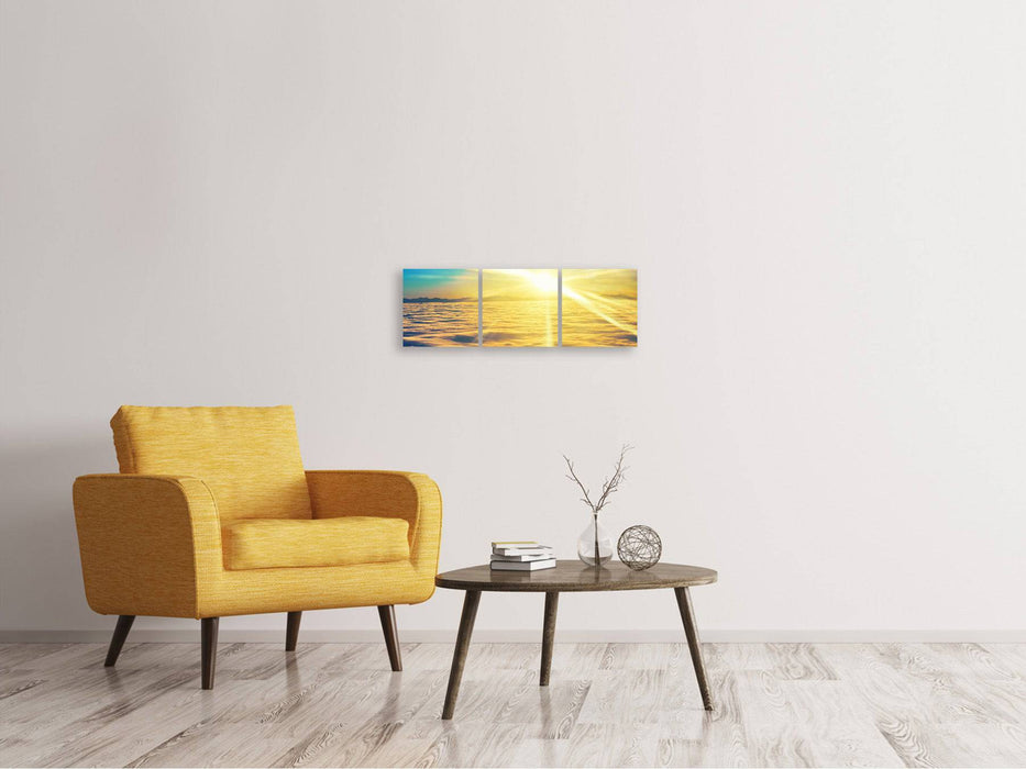 Panoramic 3-piece canvas picture Sunset above the clouds