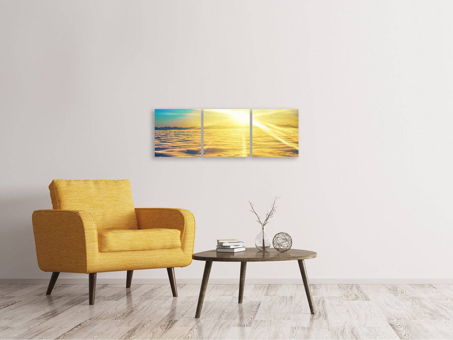 Panoramic 3-piece canvas picture Sunset above the clouds