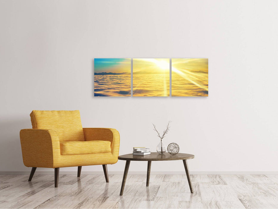 Panoramic 3-piece canvas picture Sunset above the clouds