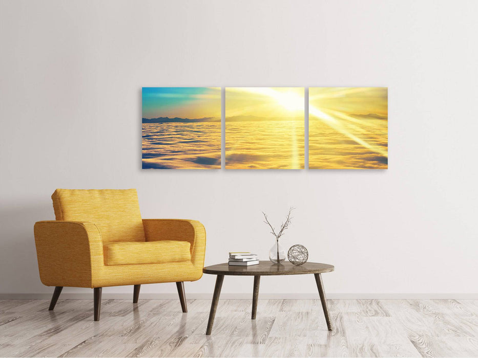 Panoramic 3-piece canvas picture Sunset above the clouds