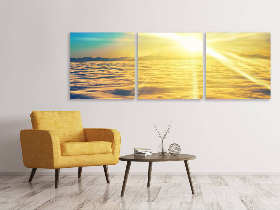 Panoramic 3-piece canvas picture Sunset above the clouds