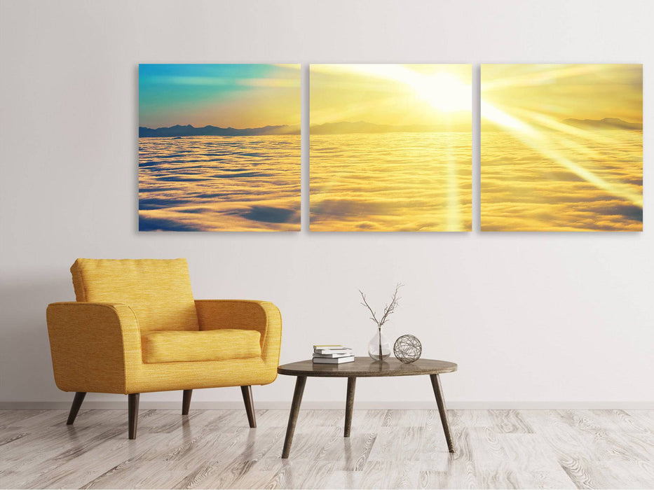 Panoramic 3-piece canvas picture Sunset above the clouds