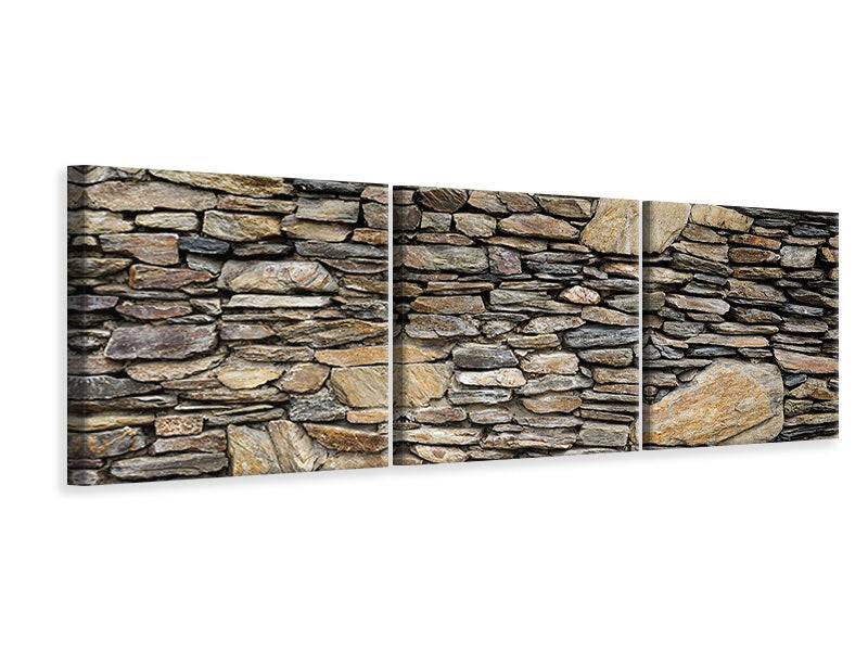 Panorama 3-piece canvas picture stone construction art