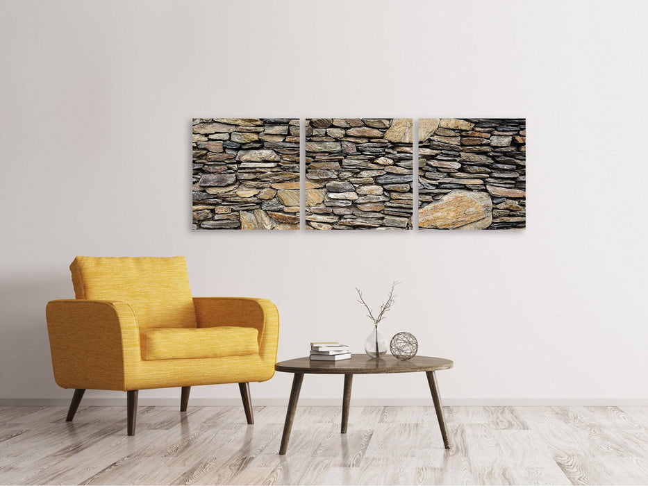 Panorama 3-piece canvas picture stone construction art