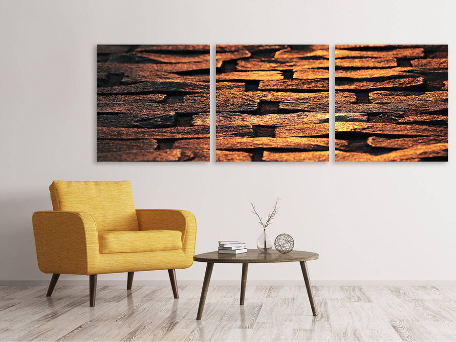 Panoramic 3-piece canvas picture Stone shimmer