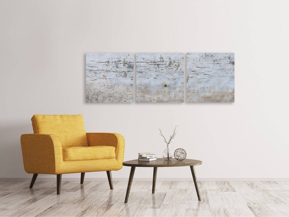 Panorama 3-piece canvas picture stone wall pattern