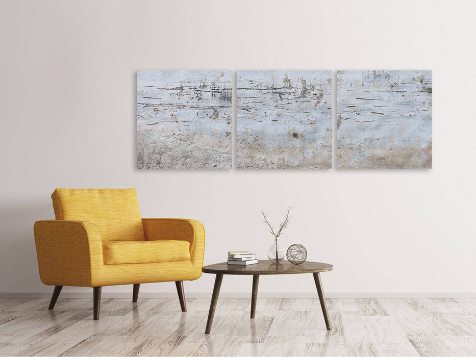 Panorama 3-piece canvas picture stone wall pattern