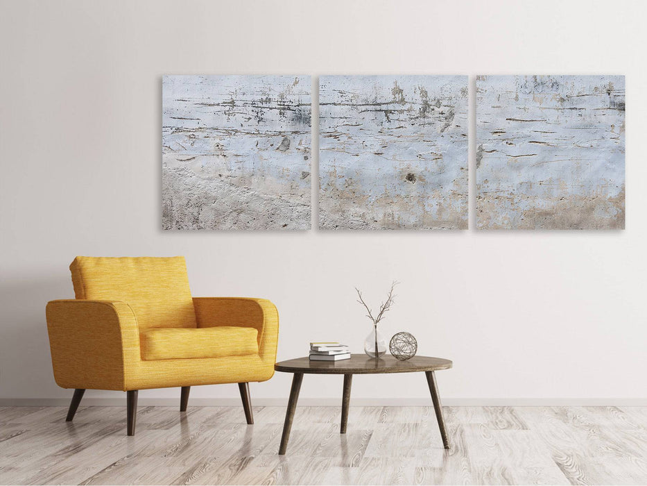 Panorama 3-piece canvas picture stone wall pattern